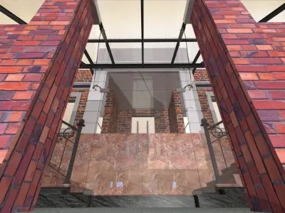 Glazed veranda with doors and glass visor 3D model