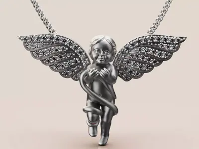 Angle  pendant silver gold jewelry printable 3D model 3D print model