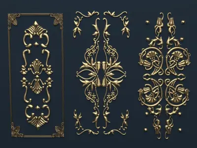 Collection carved decor  03  3D model 3D model