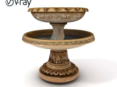 Elegant Garden Fountain Model Pack Low-poly 3D model