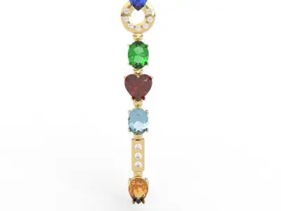 Multicolor Gemstone Pendant Necklace 3D print model