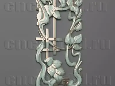 Bas-relief-01 cross with leaves and vines 3D print model