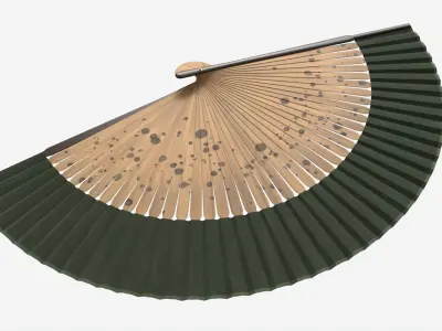 Japanese Bamboo Folding Hand Fan 3D model