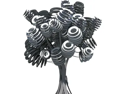 9 stylised representation of a medium sized broad-leafed trees 3D Model Pack