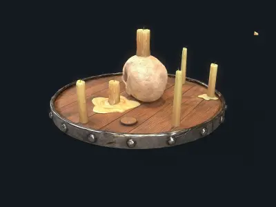 Medieval Candles Skull Low-poly 3D model