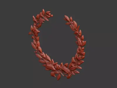 Wreath furniture interior vintage floral frame badge 3D print model