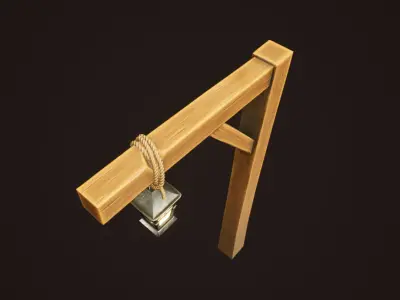 Stylized Western Lamp Post Low-poly 3D model