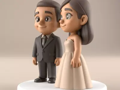Cute Wedding Couple STL Model 3D print model