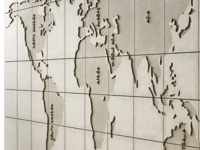 World map decorative concrete 3D model