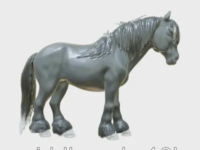 Black Clydesdale Horse 3D Model with Dark Coat Low-poly 3D model