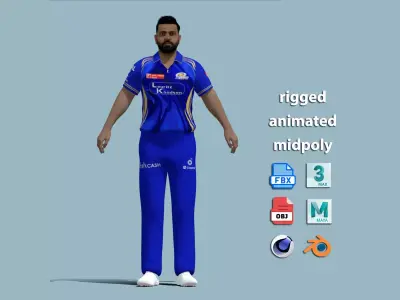 A-Pose Rigged Rohit Sharma 2025 3D model