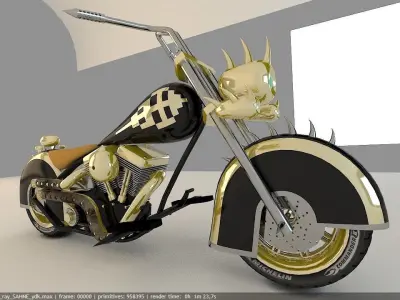 chrome engine chopper motorcycle 3D model
