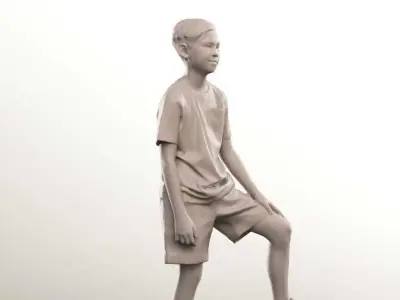 Jordan 12481 - Standing Asian Boy With Soccer Ball Low-poly 3D model