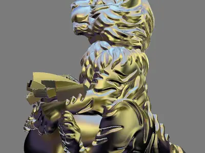 Tiger 2022 model for 3D Cute tiger with money 3D print model