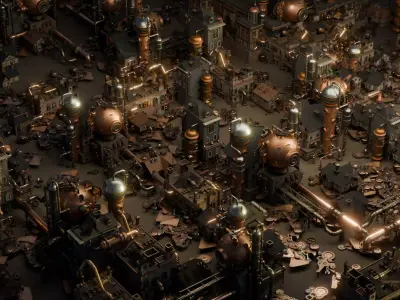 Steampunk Gears Disctrict 3D model