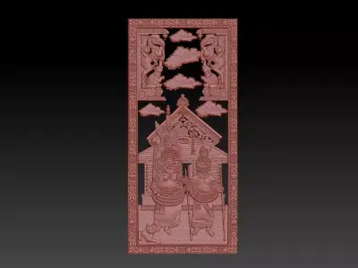 KERALA  STYLE MAIN DOOR  Low-poly 3D model
