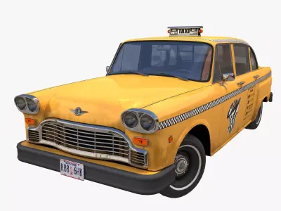 Yellow taxi Low-poly 3D model
