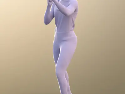 Diana 10873 - Athletic Black Woman Boxing Low-poly 3D model