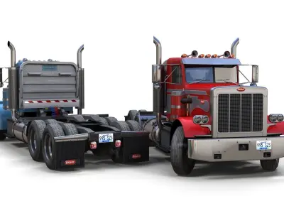 1975 Peterbilt 359 daycab Low-poly 3D model