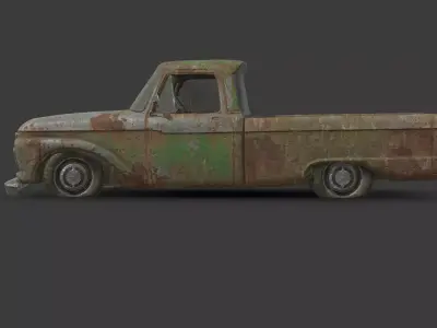 Abandoned Car - Ford F Classic Pickup Truck Low-poly 3D model