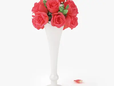 Rose Bouquets Flowers in Vase 3D Model 3D model