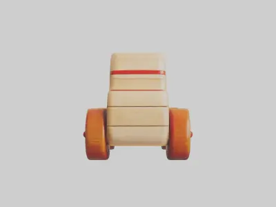 Wooden Toy Car Low-poly 3D model buy
