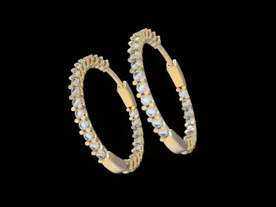 Inside Outside Diamond Hoop Earring small size 3D print model