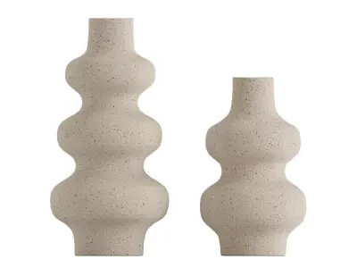 Set 2 decorative white ceramic vase 3D model