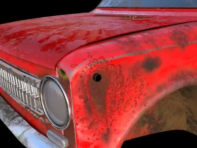 russian car ranked and destroyed  3D model
