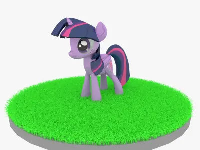 Cartoon Purple Pony Rigged Low-poly 3D model