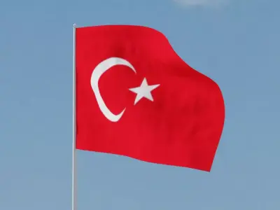 Animated Turkish Flag Free 3D model