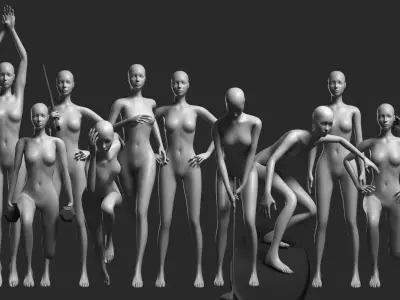 Animated Female Mesh - 12 sport poses v1 Low-poly 3D model