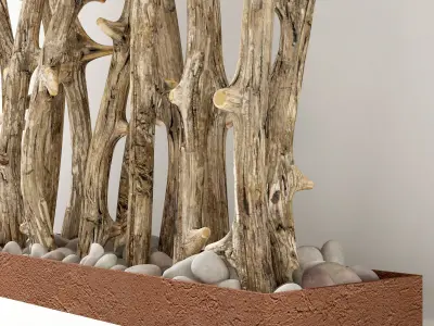 Branch old tree fundament pebble n1 3D model