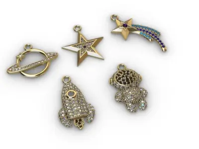 dijes- Colgantes paquete de 5 espacio -v- 3D print model