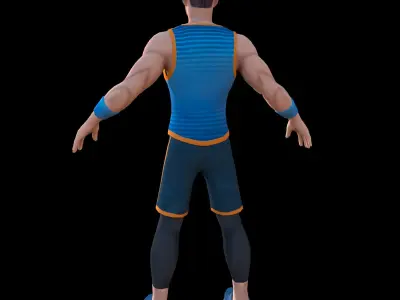 Rigged Stylized Male Athlete Game-Ready Low-Poly 3D Character Low-poly 3D model