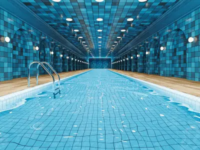 Stylized Indoor Swimming Pool Tunnel Environment 3D model
