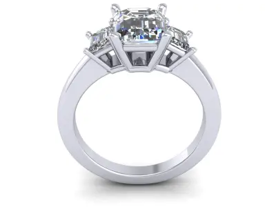 Three Stone Diamond Ring R03 3D print model