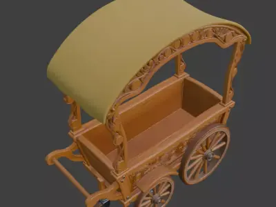 Wooden Vendor Cart 3D Model 3D model