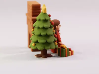 Family Celebrating Christmas 3D print model