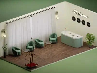 Hotel reception interior 3D model