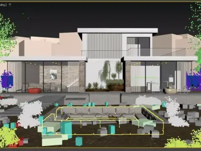 Exterior Villa Scene 3d 3D model