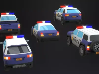 5 Lowpoly generic police cars pack Low-poly 3D model