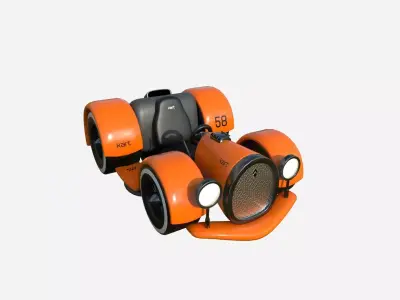 Cartoon Kart E06 Orange - Vehicle Racing Design Low-poly 3D model