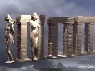 Egyptian Art Deco Stand shapes  3D model