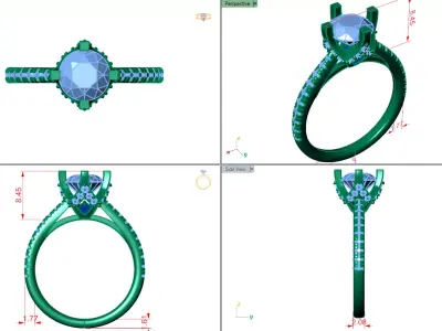 tulip head solitaire with pave on shank cathedral  3D print model