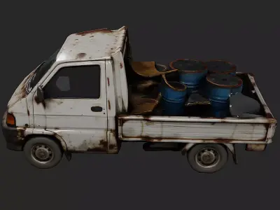 Rusty Mini Pickup Truck Game Ready PBR Model Low-poly 3D model