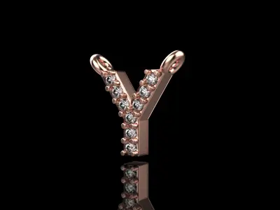 Y initial pendant necklace model 698 3D print model