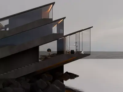 Grey Monolithic Modern House  3D model