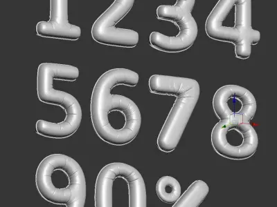 Balloons Numbers Golden 3D model
