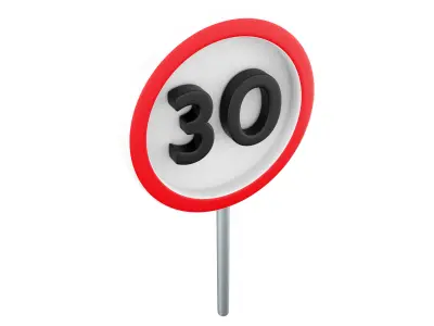 3d Thirty-speed limit traffic sign  icon 3D model